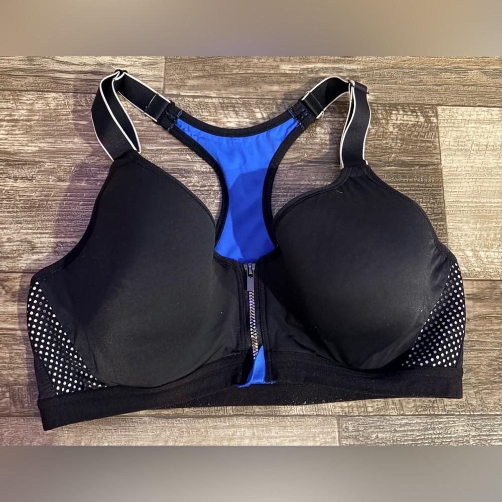 Maidenform Black and Blue Racerback Front-Closure Underwire 38B Bra